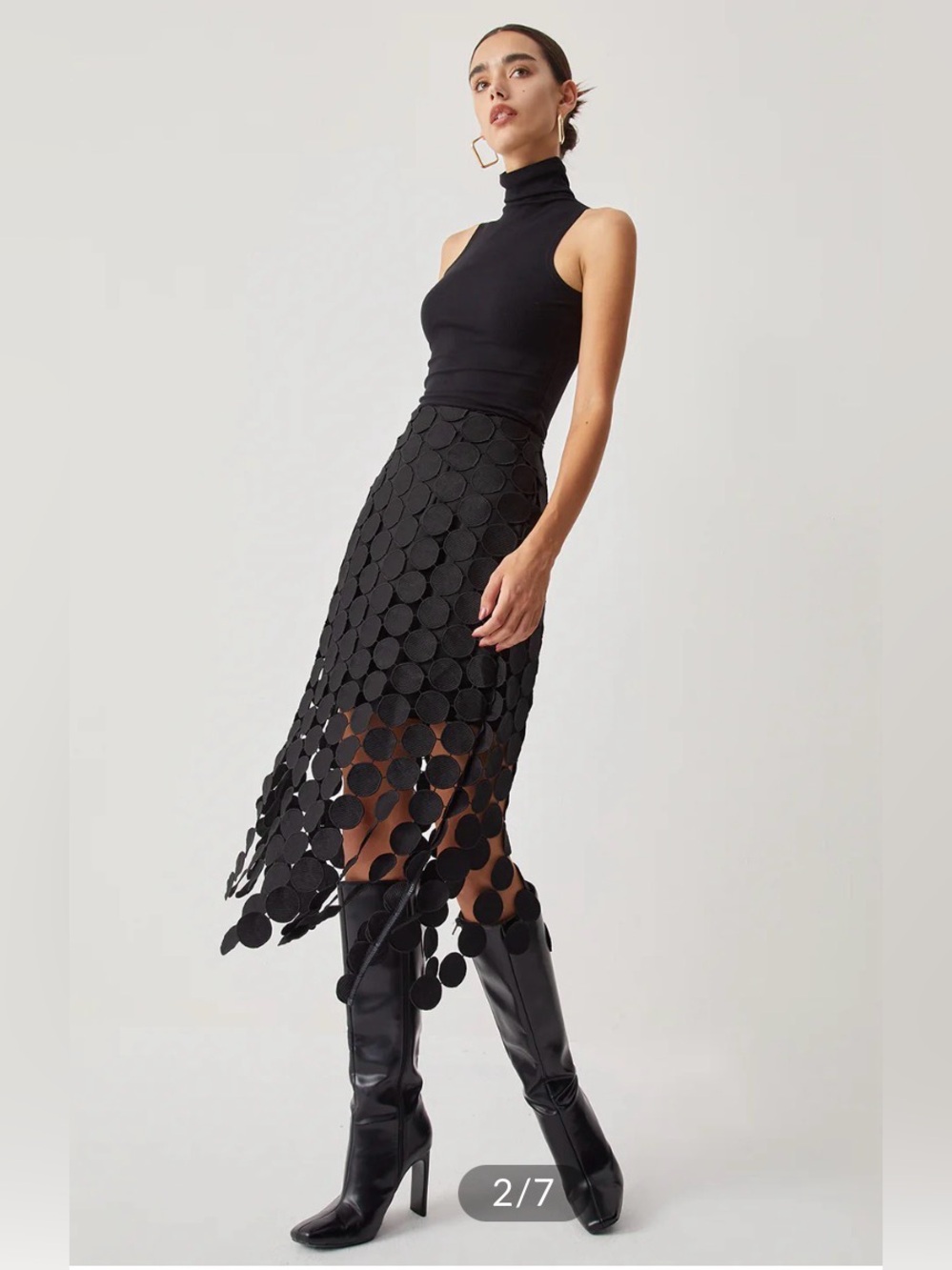 Commense Laser Cut Multi Circle Double Layered Skirt Size Small - Picture 2 of 11